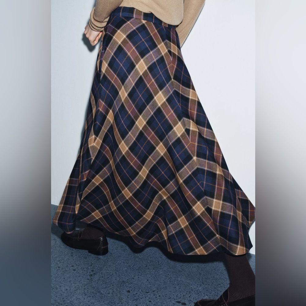 ZARA CHECK CAPE SKIRT ZW COLLECTION LIMITED EDITION - Picture 4 of 9